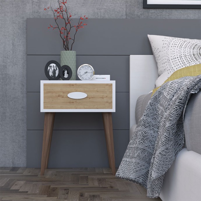 LABER ΚΟΜΟΔΙΝΟ ΜΕ ΕΝΑ ΣΥΡΤΑΡΙ ΚΑΡΥΔΙ-ΛΕΥΚΟ-SONOMA 45X30X57,5ΕΚ