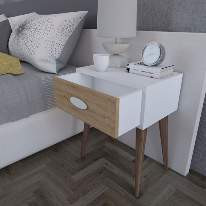 LABER ΚΟΜΟΔΙΝΟ ΜΕ ΕΝΑ ΣΥΡΤΑΡΙ ΚΑΡΥΔΙ-ΛΕΥΚΟ-SONOMA 45X30X57,5ΕΚ