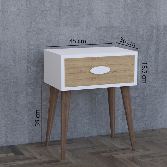 LABER ΚΟΜΟΔΙΝΟ ΜΕ ΕΝΑ ΣΥΡΤΑΡΙ ΚΑΡΥΔΙ-ΛΕΥΚΟ-SONOMA 45X30X57,5ΕΚ