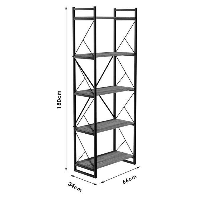 BAKER ΒΙΒΛΙΟΘΗΚΗ ΚΑΡΥΔΙ-ΜΑΥΡΟ 66X34X180ΕΚ