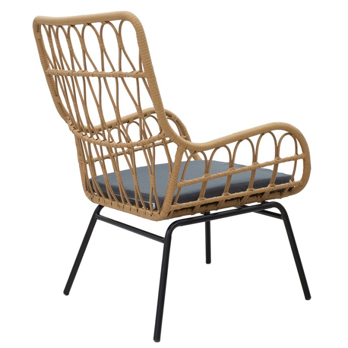 NAOKI ΠΟΛΥΘΡΟΝΑ 70x75x99cm ΜΕΤΑΛΛΟ ΜΑΥΡΟ-PE ΦΥΣΙΚΟ-ΜΑΞΙΛΑΡΙ