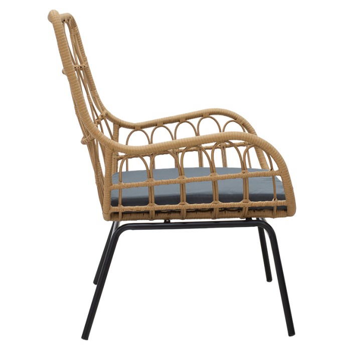 NAOKI ΠΟΛΥΘΡΟΝΑ 70x75x99cm ΜΕΤΑΛΛΟ ΜΑΥΡΟ-PE ΦΥΣΙΚΟ-ΜΑΞΙΛΑΡΙ