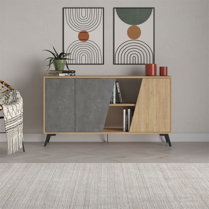 HANA ΜΠΟΥΦΕΣ 150x35.5x5xY82cm ΦΥΣΙΚΟ-ΑΝΘΡΑΚΙ 