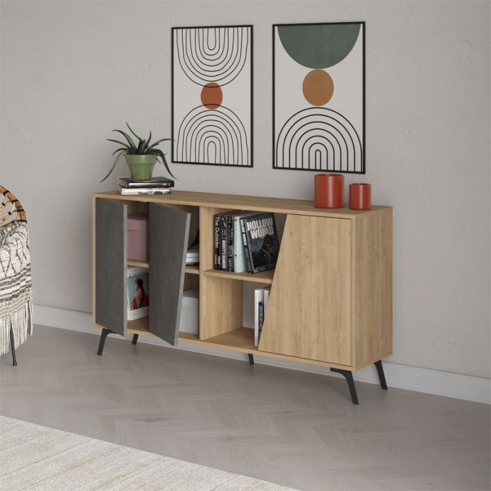 HANA ΜΠΟΥΦΕΣ 150x35.5x5xY82cm ΦΥΣΙΚΟ-ΑΝΘΡΑΚΙ 