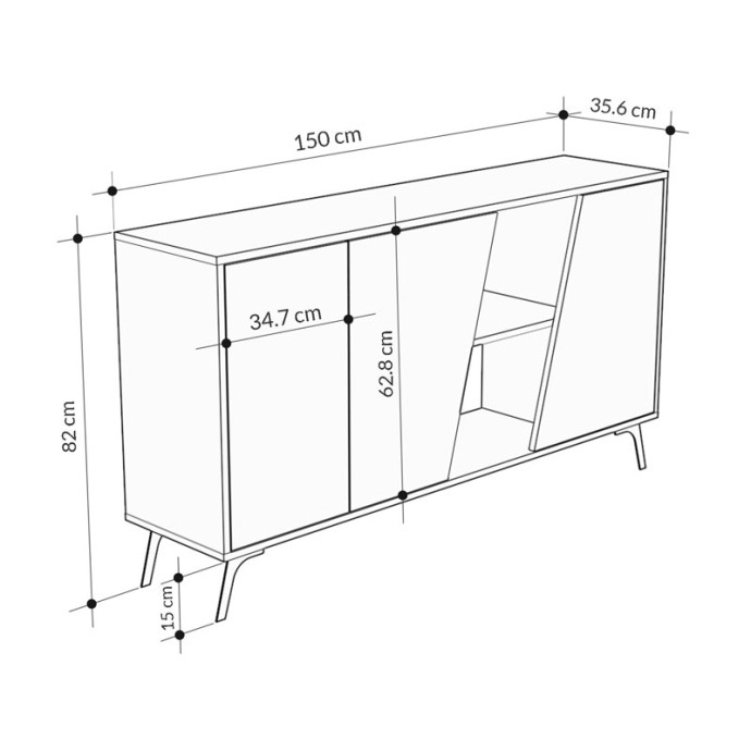 HANA ΜΠΟΥΦΕΣ 150x35.5x5xY82cm ΦΥΣΙΚΟ-ΑΝΘΡΑΚΙ 