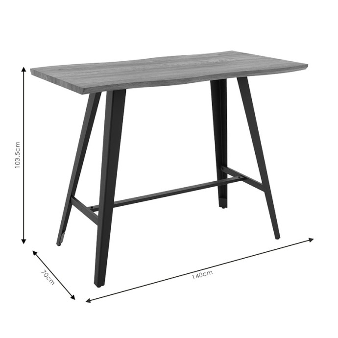 FORTITUDE TΡΑΠΕΖΙ ΜΠΑΡ MDF ΚΑΡΥΔΙ - ΠΟΔΙ ΜΑΥΡΟ 140X70X103.5ΕΚ