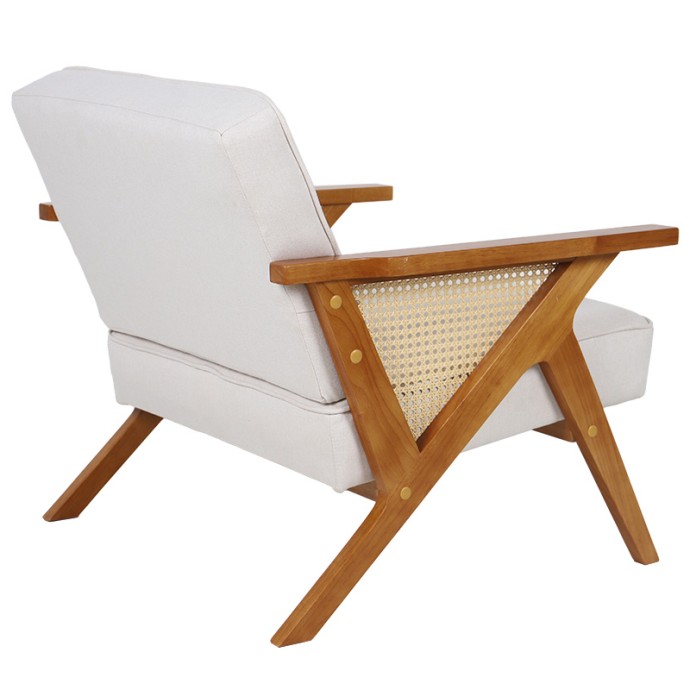 CLAUDIA ΠΟΛΥΘΡΟΝΑ 65x69xY86cm ΥΦΑΣΜΑ ΜΠΕΖ-RATTAN-RUBBERWOOD ΦΥΣΙΚΟ