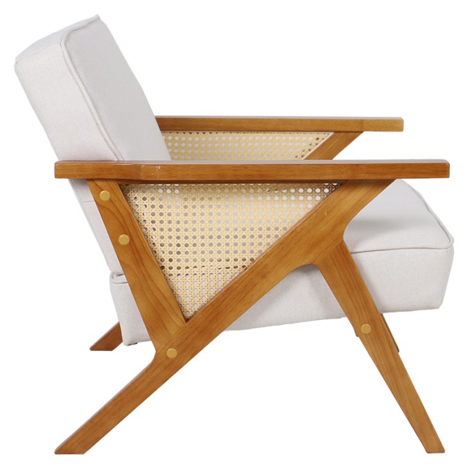 CLAUDIA ΠΟΛΥΘΡΟΝΑ 65x69xY86cm ΥΦΑΣΜΑ ΜΠΕΖ-RATTAN-RUBBERWOOD ΦΥΣΙΚΟ