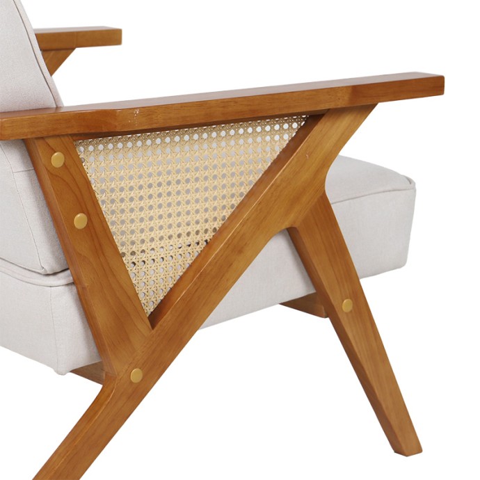 CLAUDIA ΠΟΛΥΘΡΟΝΑ 65x69xY86cm ΥΦΑΣΜΑ ΜΠΕΖ-RATTAN-RUBBERWOOD ΦΥΣΙΚΟ