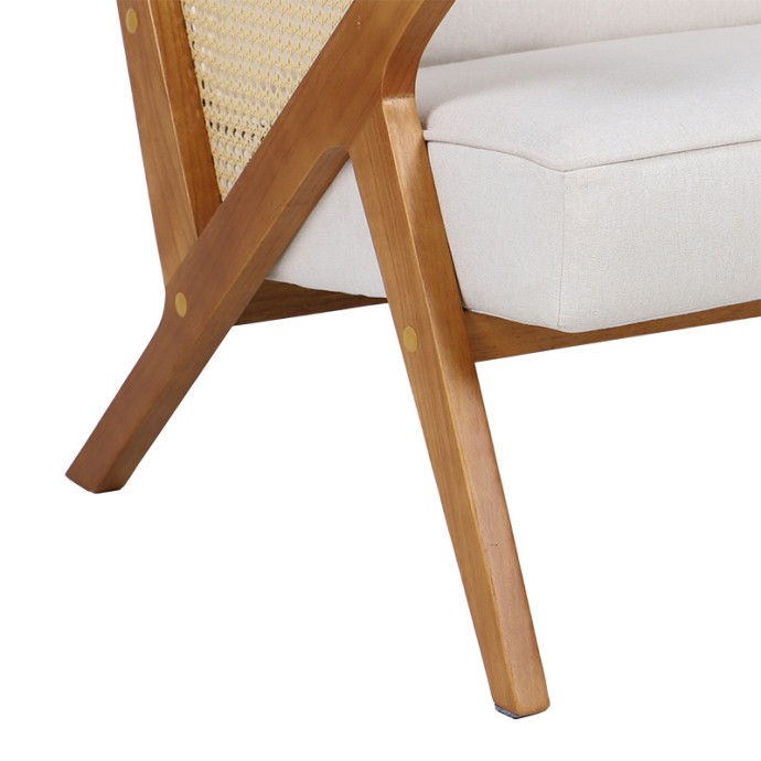 CLAUDIA ΠΟΛΥΘΡΟΝΑ 65x69xY86cm ΥΦΑΣΜΑ ΜΠΕΖ-RATTAN-RUBBERWOOD ΦΥΣΙΚΟ