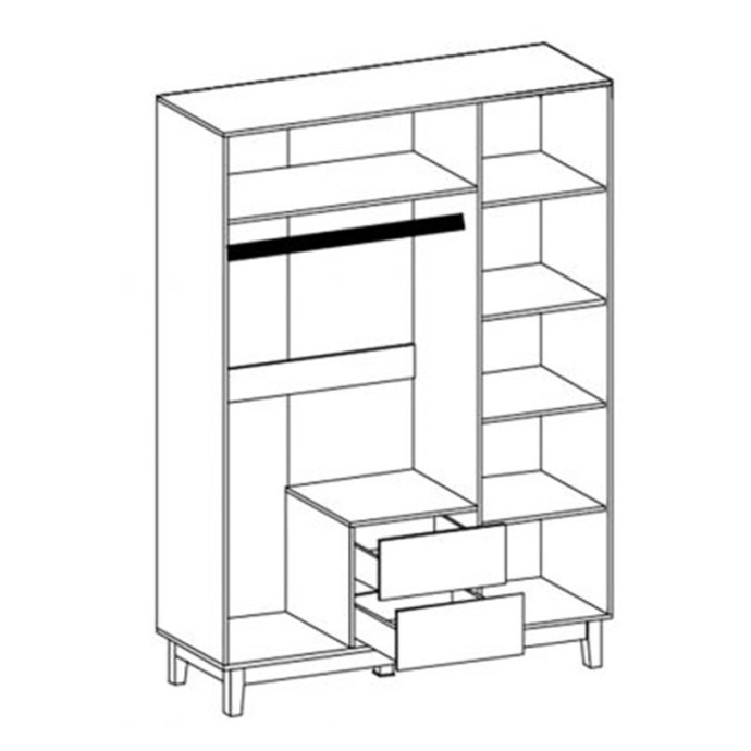 AWELL ΝΤΟΥΛΑΠΑ ΤΡΙΦΥΛΛΗ 153,5x54,5x216cm SONOMA-ΛΕΥΚΟ 