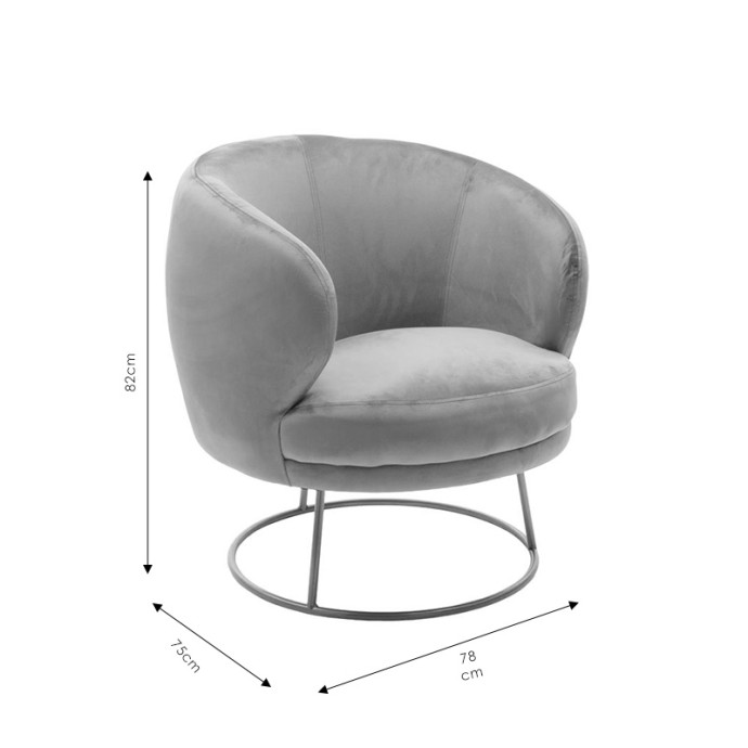 RONY ΠΟΛΥΘΡΟΝΑ 78x75x82cm ΒΕΛΟΥΔΟ ΓΚΡΙ-ΧΡΥΣΟ 