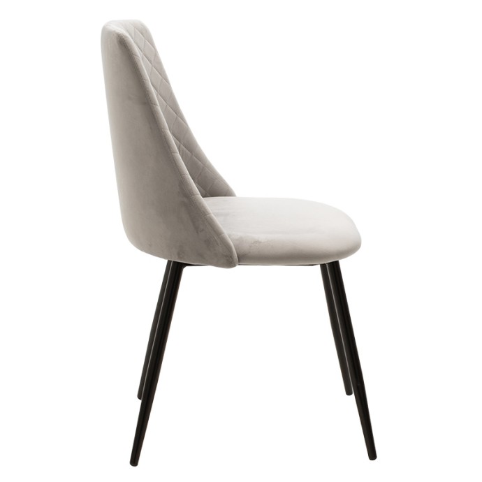 GISELLE ΚΑΡΕΚΛΑ 52x51x82cm ΒΕΛΟΥΔΟ ΓΚΡΙ-ΜΑΥΡΟ ΠΟΔΙ