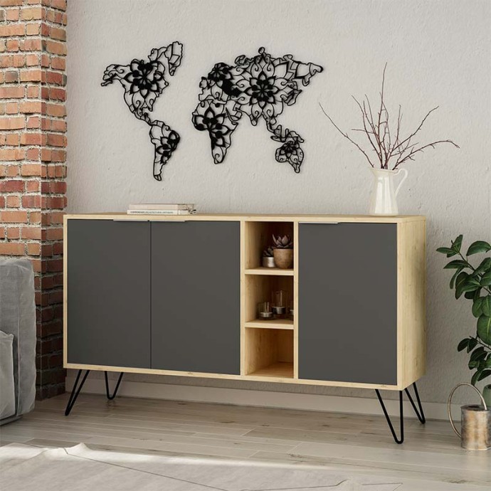 CLARA ΜΠΟΥΦΕΣ 142x35.5x83cm LIGHT OAK-ΑΝΘΡΑΚΙ