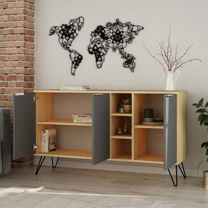 CLARA ΜΠΟΥΦΕΣ 142x35.5x83cm LIGHT OAK-ΑΝΘΡΑΚΙ