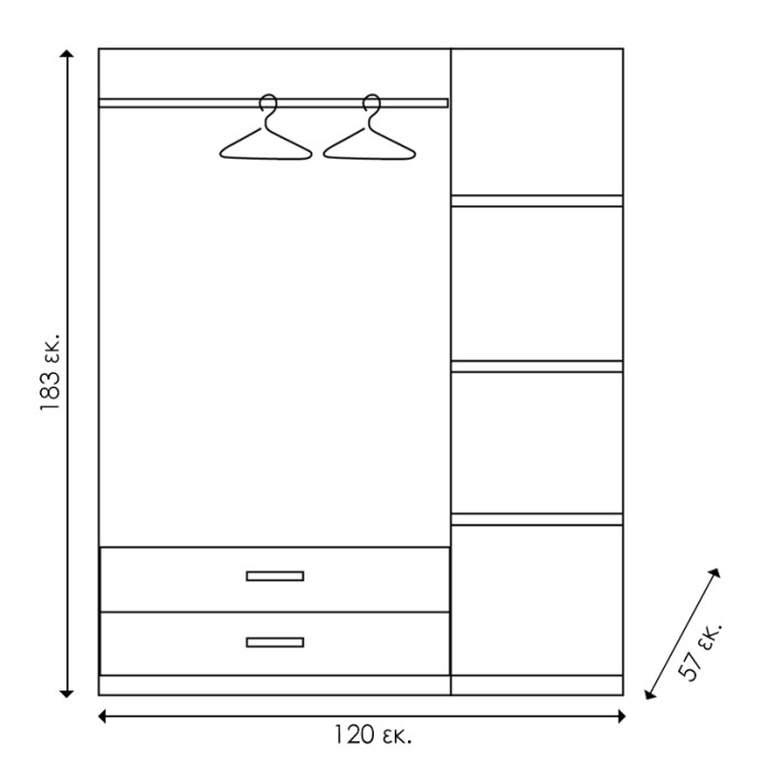 OLYMPUS ΝΤΟΥΛΑΠΑ ΡΟΥΧΩΝ ΤΡΙΦΥΛΛΗ 120x57x183cm CASTILLO-TORO 