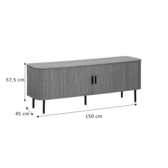 SCANDI ΕΠΙΠΛΟ ΤΗΛΕΟΡΑΣΗΣ 150x45x57.5cm MDF ΦΥΣΙΚΟ ΜΕ ΜΕΤΑΛΛΙΚΑ ΜΑΥΡΑ ΠΟΔΙΑ