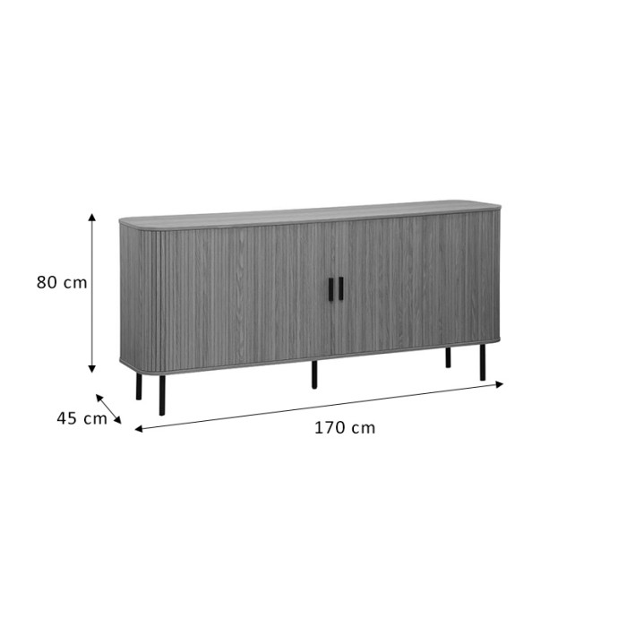 SCANDI ΜΠΟΥΦΕΣ 170x45x80cm MDF ΦΥΣΙΚΟ ΜΕ ΜΕΤΑΛΛΙΚΑ ΜΑΥΡΑ ΠΟΔΙΑ 