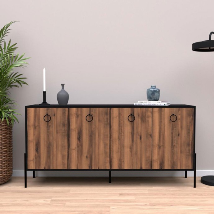 TWELY ΜΠΟΥΦΕΣ 160x40,5x79cm ΚΑΡΥΔΙ-ΜΑΥΡΟ