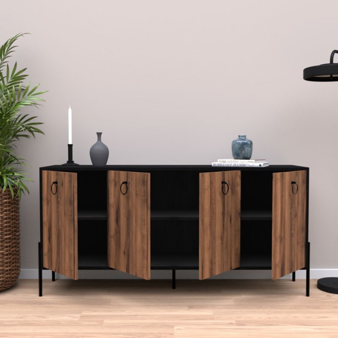 TWELY ΜΠΟΥΦΕΣ 160x40,5x79cm ΚΑΡΥΔΙ-ΜΑΥΡΟ
