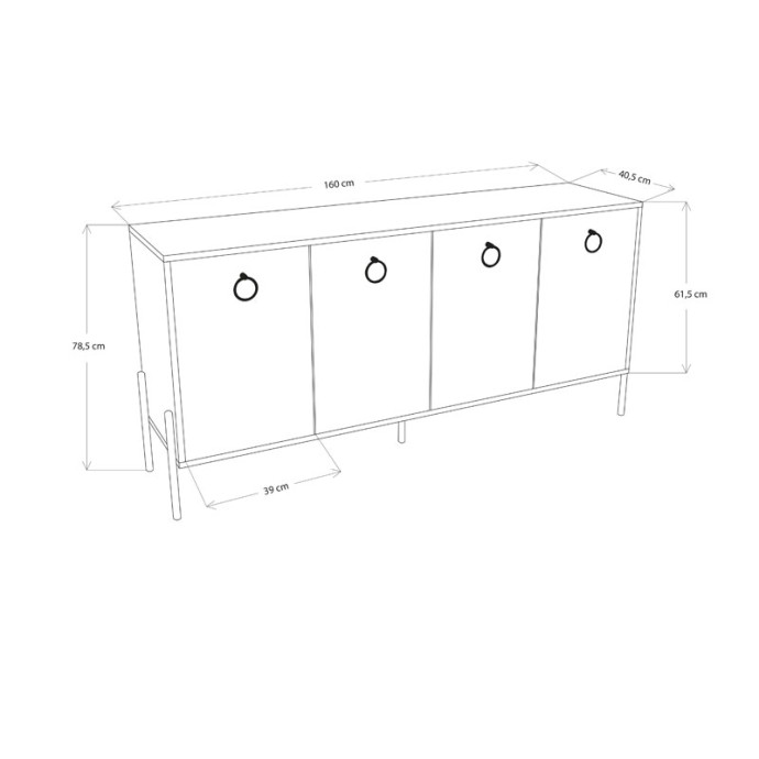 TWELY ΜΠΟΥΦΕΣ 160x40,5x79cm ΚΑΡΥΔΙ-ΜΑΥΡΟ