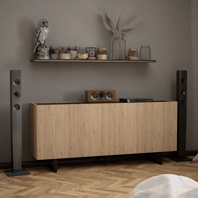 KIOUBO ΜΠΟΥΦΕΣ 180x42x80cm OAK-ΜΑΥΡΟ