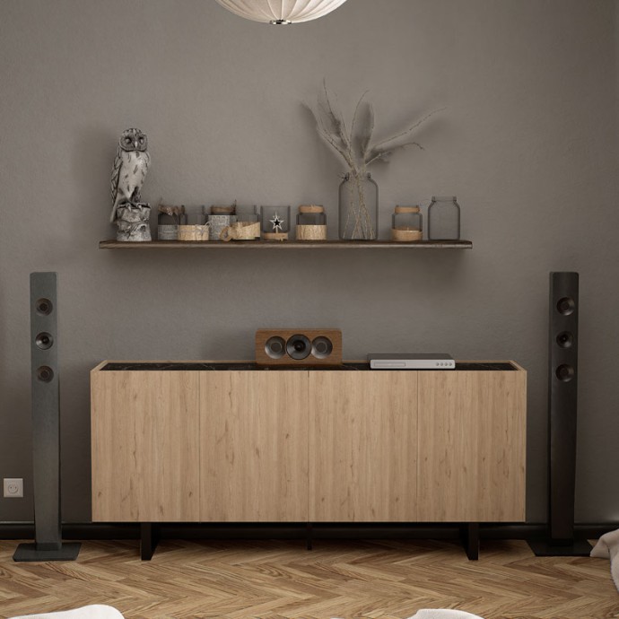 KIOUBO ΜΠΟΥΦΕΣ 180x42x80cm OAK-ΜΑΥΡΟ