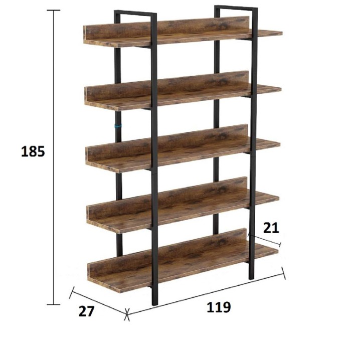 ALMOND ΒΙΒΛΙΟΘΗΚΗ ΚΑΡΥΔΙ-ΜΑΥΡΟ 119X27X185ΕΚ