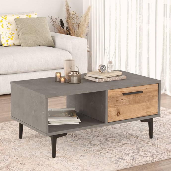 JETHRO ΤΡΑΠΕΖΙ ΣΑΛΟΝΙΟΥ CEMENT-SONOMA 90X51X40.6ΕΚ