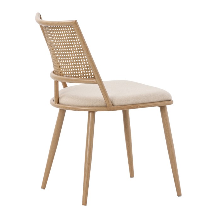 GIULIA ΚΑΡΕΚΛΑ 49x52x80cm ΦΥΣΙΚΟ PE RATTAN-ΜΠΕΖ ΥΦΑΣΜΑ