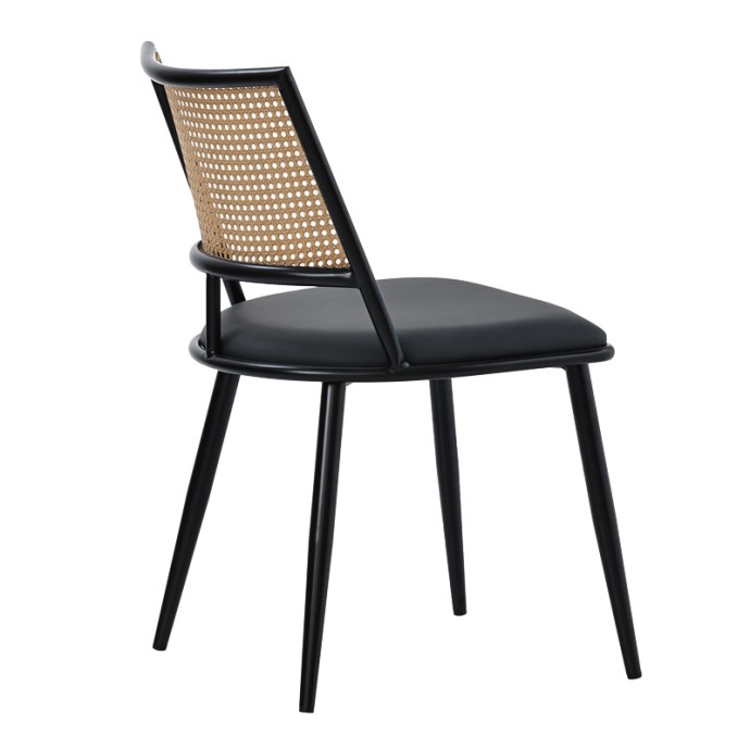 GIULIA ΚΑΡΕΚΛΑ ΦΥΣΙΚΟ PE RATTAN-ΑΝΘΡΑΚΙ PU-ΜΑΥΡΟ ΜΕΤΑΛΛΟ 49X52X80ΕΚ