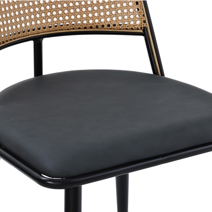 GIULIA ΚΑΡΕΚΛΑ ΦΥΣΙΚΟ PE RATTAN-ΑΝΘΡΑΚΙ PU-ΜΑΥΡΟ ΜΕΤΑΛΛΟ 49X52X80ΕΚ