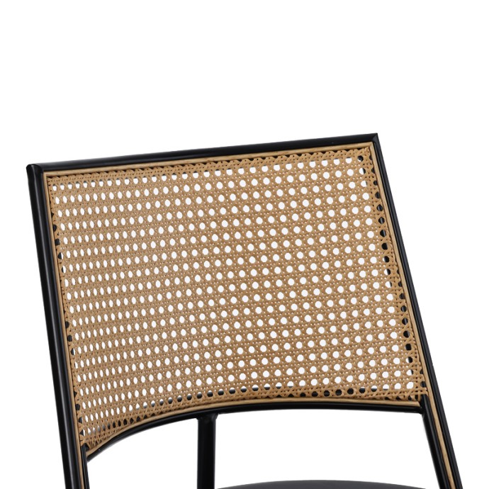 GIULIA ΚΑΡΕΚΛΑ ΦΥΣΙΚΟ PE RATTAN-ΑΝΘΡΑΚΙ PU-ΜΑΥΡΟ ΜΕΤΑΛΛΟ 49X52X80ΕΚ