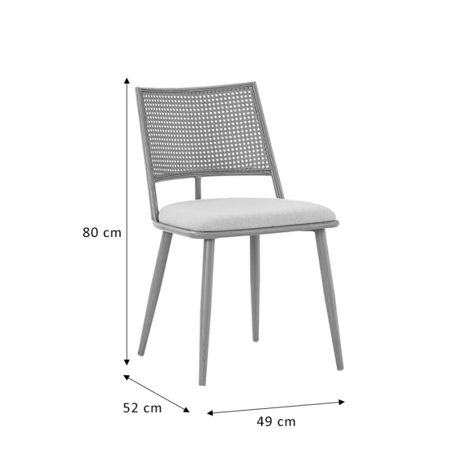 GIULIA ΚΑΡΕΚΛΑ ΦΥΣΙΚΟ PE RATTAN-ΑΝΘΡΑΚΙ PU-ΜΑΥΡΟ ΜΕΤΑΛΛΟ 49X52X80ΕΚ