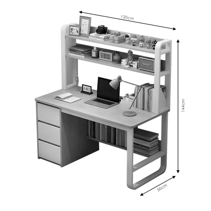 SOCO ΓΡΑΦΕΙΟ ΜΕ ΡΑΦΙΕΡΑ-MDF 120x50x144εκ ΦΥΣΙΚΟ-ΛΕΥΚΟ