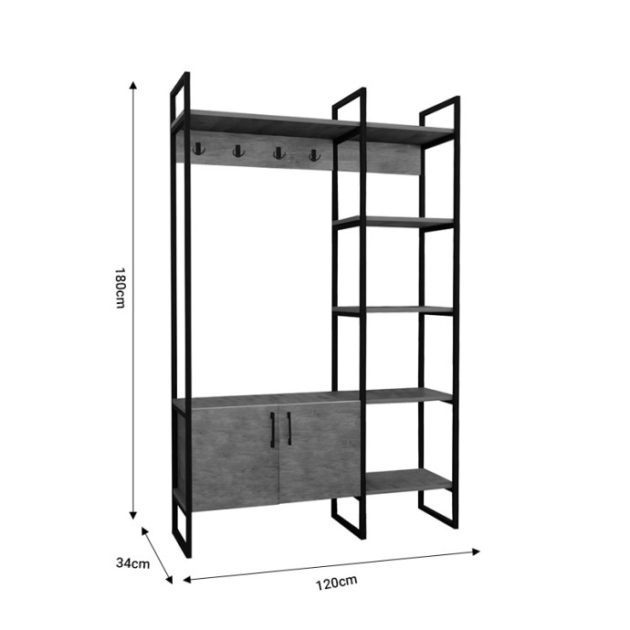 THOJ ΕΠΙΠΛΟ ΕΙΣΟΔΟΥ ΑΝΘΡΑΚΙ ΜΕΛΑΜΙΝΗΣ 120X34X180ΕΚ