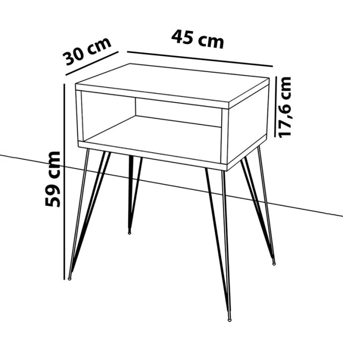 NAIDA ΚΟΜΟΔΙΝΟ ΛΕΥΚΟ ΜΕΛΑΜΙΝΗΣ 45X30X59ΕΚ