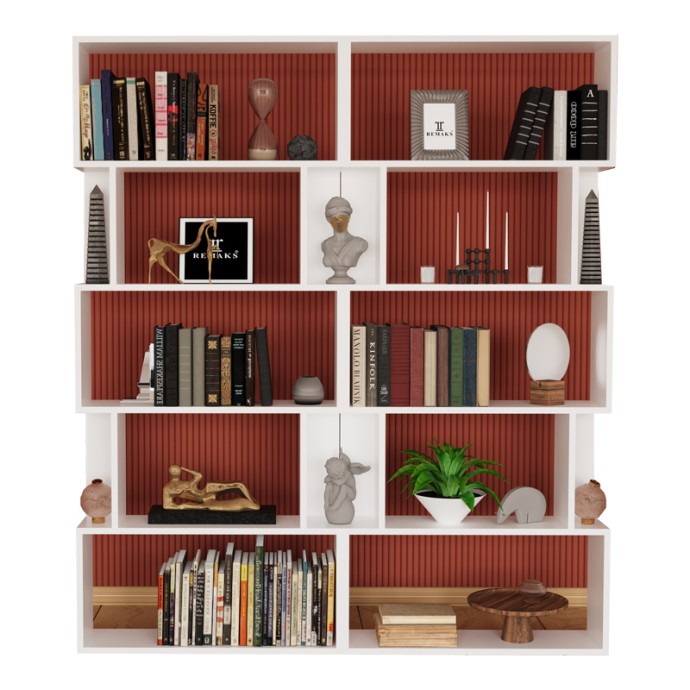 BOOKY ΒΙΒΛΙΟΘΗΚΗ 12 ΡΑΦΙΩΝ ΛΕΥΚΟ ΜΕΛΑΜΙΝΗΣ 120X20X175ΕΚ