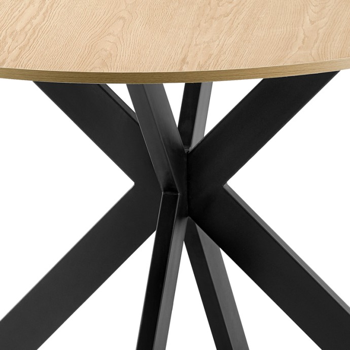 JESTON ΤΡΑΠΕΖΙ Φ120x75εκ MDF SONOMA-ΠΟΔ ΜΑΥΡΟ ΜΕΤΑΛΛΟ 