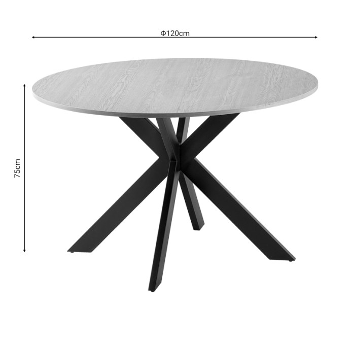 JESTON ΤΡΑΠΕΖΙ Φ120x75εκ MDF SONOMA-ΠΟΔ ΜΑΥΡΟ ΜΕΤΑΛΛΟ 