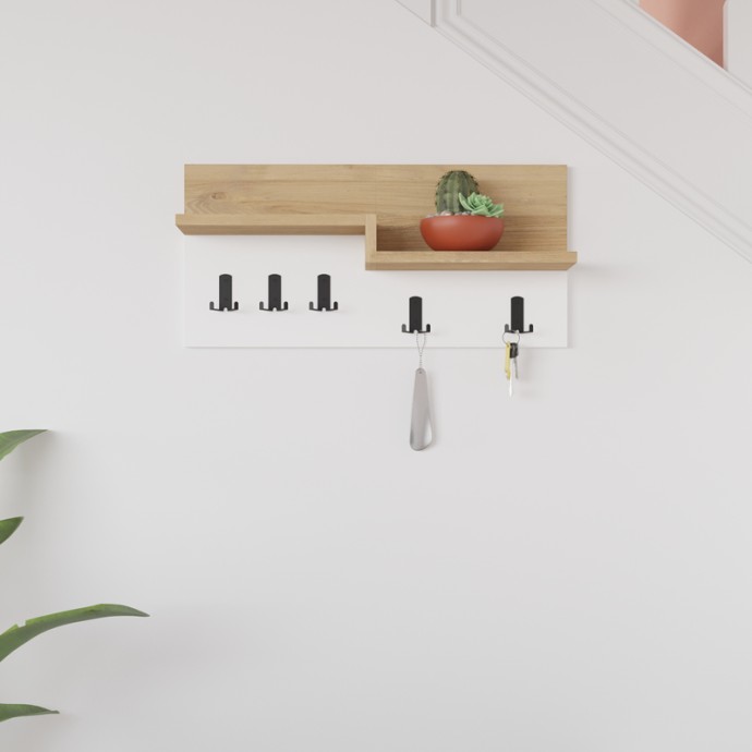 HARM ΚΡΕΜΑΣΤΡΑ ΤΟΙΧΟΥ OAK-ΛΕΥΚΟ ΜΕΛΑΜΙΝΗΣ 65X15X31ΕΚ