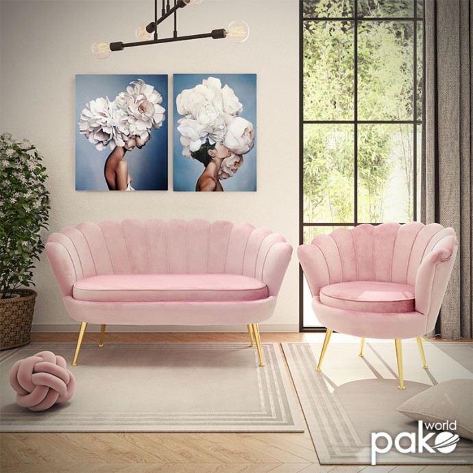 DAIMON ΚΑΝΑΠΕΣ 2ΘΕΣΙΟΣ 134x70x77εκ ΒΕΛΟΥΔΟ ΡΟΖ 134X70X77ΕΚ