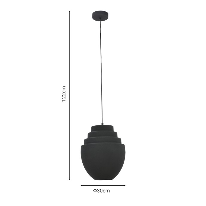 KELSY ΦΩΤΙΣΤΙΚΟ ΟΡΟΦΗΣ E27 ΜΑΥΡΟ ΜΕΤΑΛΛΟ Φ30X122ΕΚ