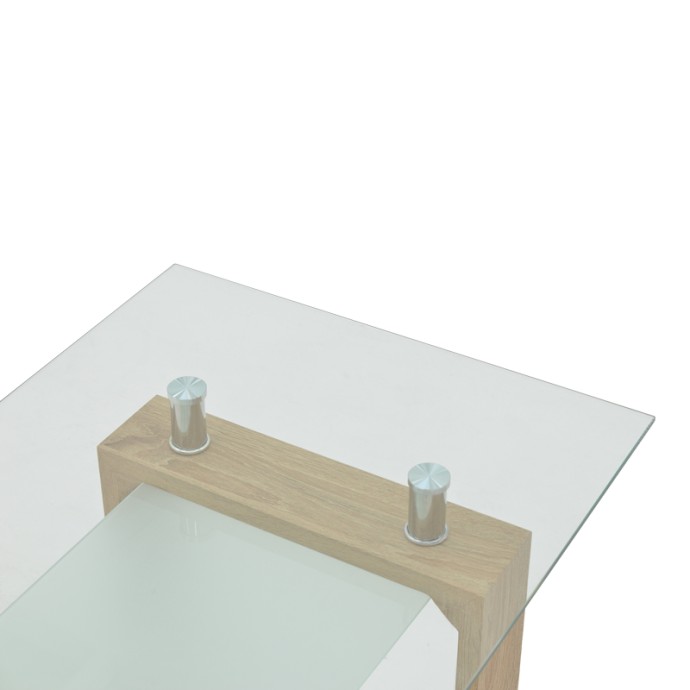 VROCHO ΤΡΑΠΕΖΙ ΣΑΛΟΝΙΟΥ ΦΥΣΙΚΟ ΞΥΛΟ-ΓΥΑΛΙ 110X60X45ΕΚ