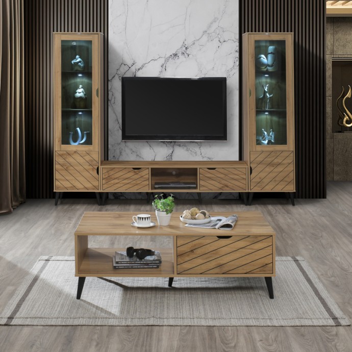 THELMA ΕΠΙΠΛΟ ΤΗΛΕΟΡΑΣΗΣ SONOMA ΜΕΛΑΜΙΝΗΣ 150X40X41.6ΕΚ