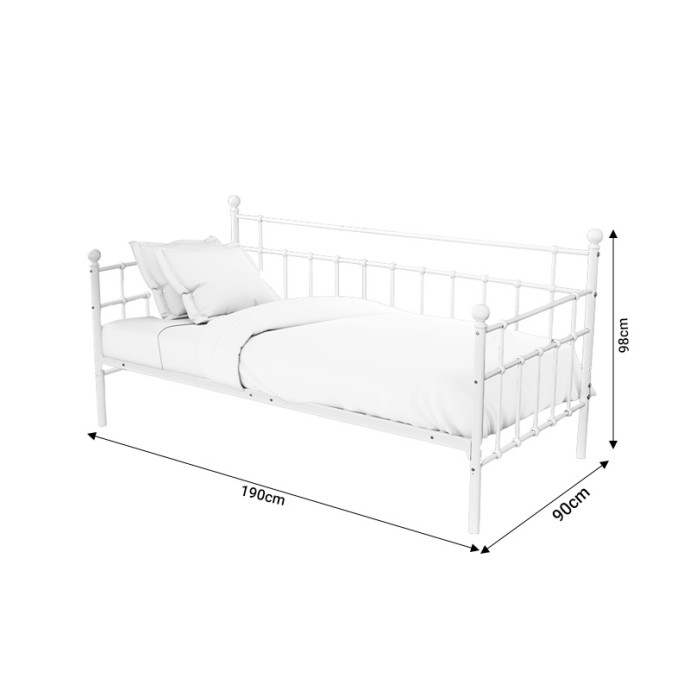 HAVELOCK ΚΡΕΒΑΤΙ ΛΕΥΚΟ ΜΕΤΑΛΛΙΚΟ 90X190X98ΕΚ