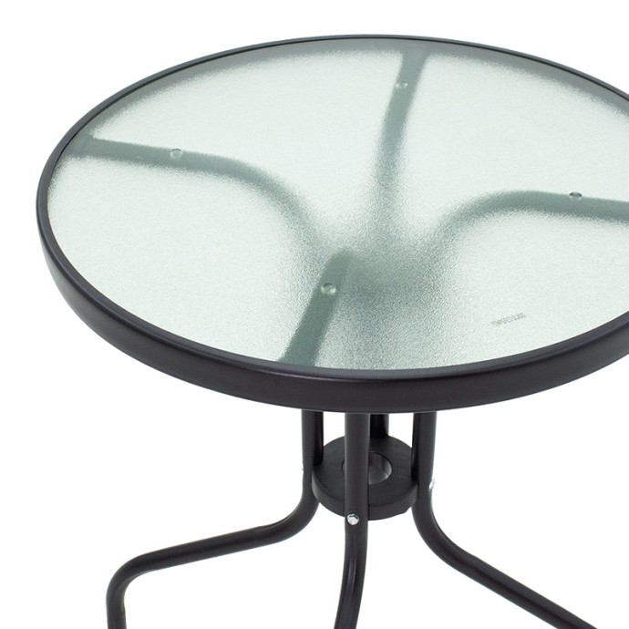 WATSON ΤΡΑΠΕΖΙ ΜΕΤΑΛΛΟ ΜΑΥΡΟ-ΓΥΑΛΙ Φ60X70ΕΚ