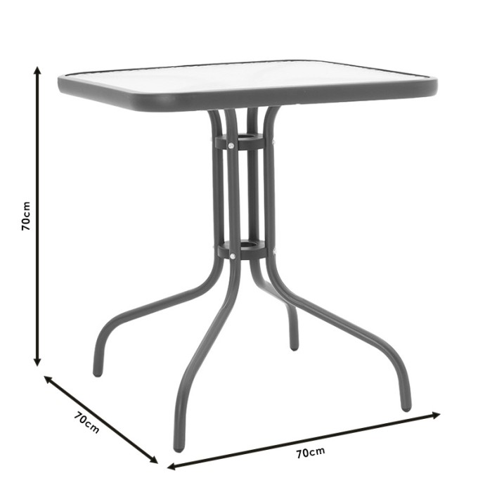 WATSON ΤΡΑΠΕΖΙ ΜΕΤΑΛΛΟ ΑΝΘΡΑΚΙ-ΓΥΑΛΙ 70X70X70ΕΚ