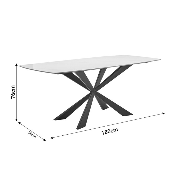 STONE VIANO ΤΡΑΠΕΖΙ SINTERED ΑΝΟΙΧΤΟ ΓΚΡΙ-ΜΑΥΡΟ 180X90X76ΕΚ