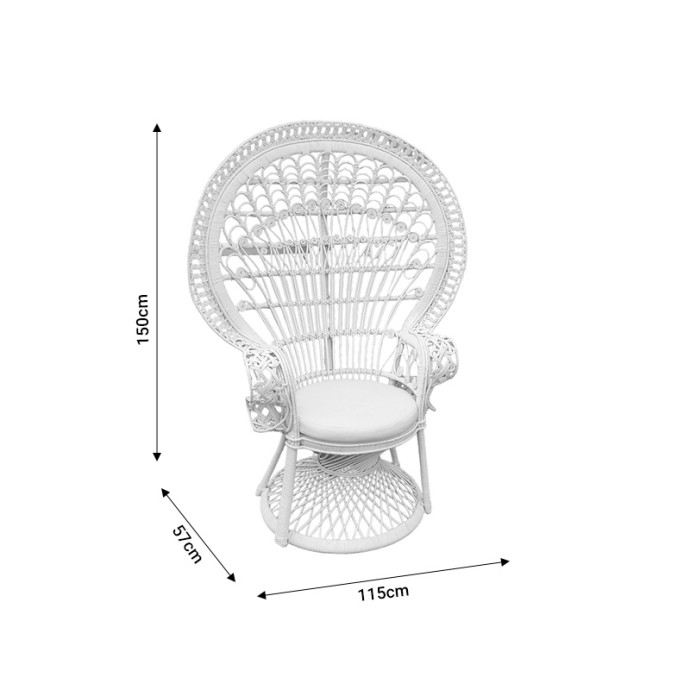 DOROTHY ΠΟΛΥΘΡΟΝΑ ΜΕ ΛΕΥΚΟ ΜΑΞΙΛΑΡΙ-ΛΕΥΚΟ RATTAN 115X57X150ΕΚ